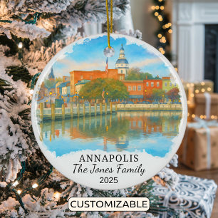 Personalised Annapolis Ornament, Maryland Ceramic Tree Decoration