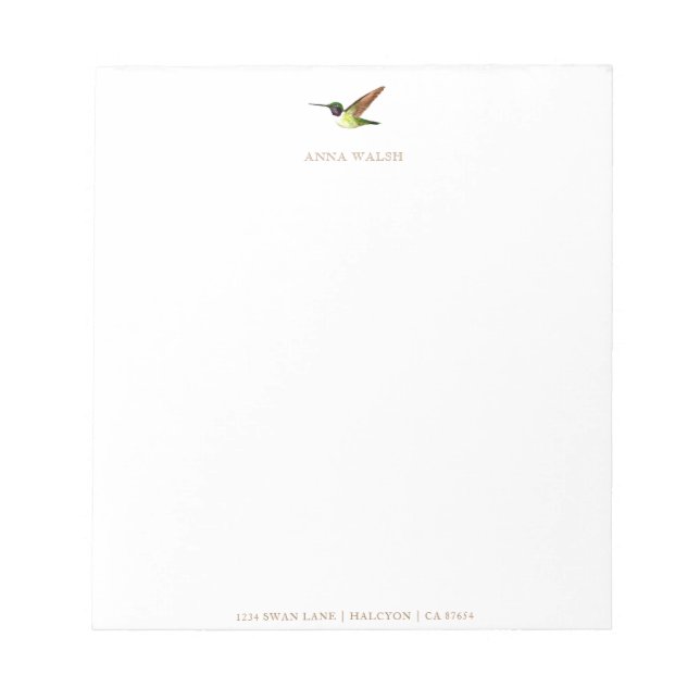 Personalised Anna's Hummingbird Notepad (Front)