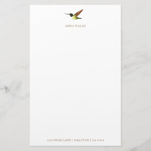 Personalised Anna's Hummingbird Stationery