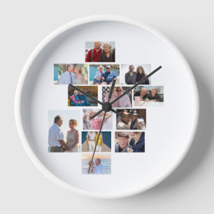 Personalised Anniversary 13 Photo Collage Clock