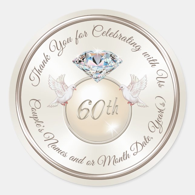 Personalised Anniversary Party Favour Stickers (Front)