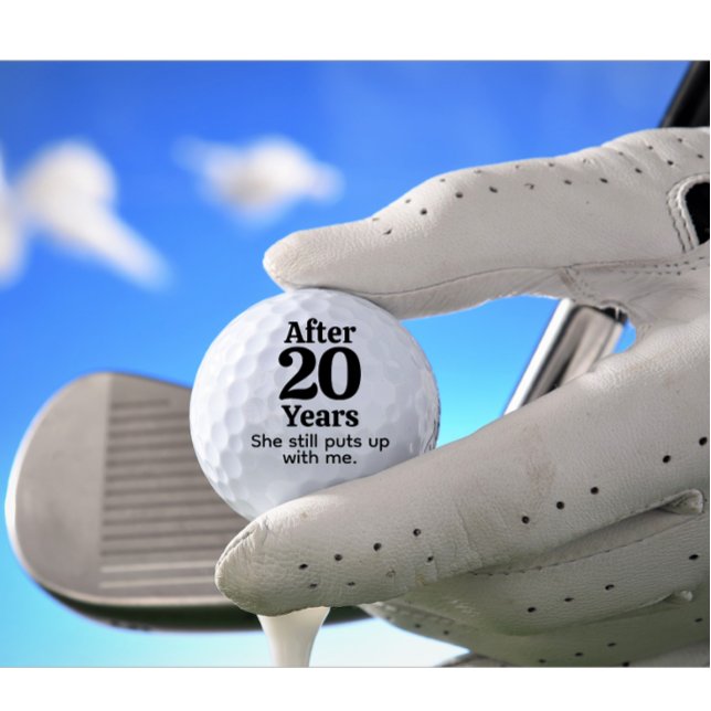 Personalised Anniversary Years Black Colour Font Golf Balls (Modern Personalized Marriage Anniversary golf ball)