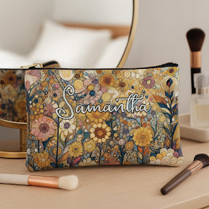 Personalised Antique Art Nouveau Floral Painting Accessory Pouch