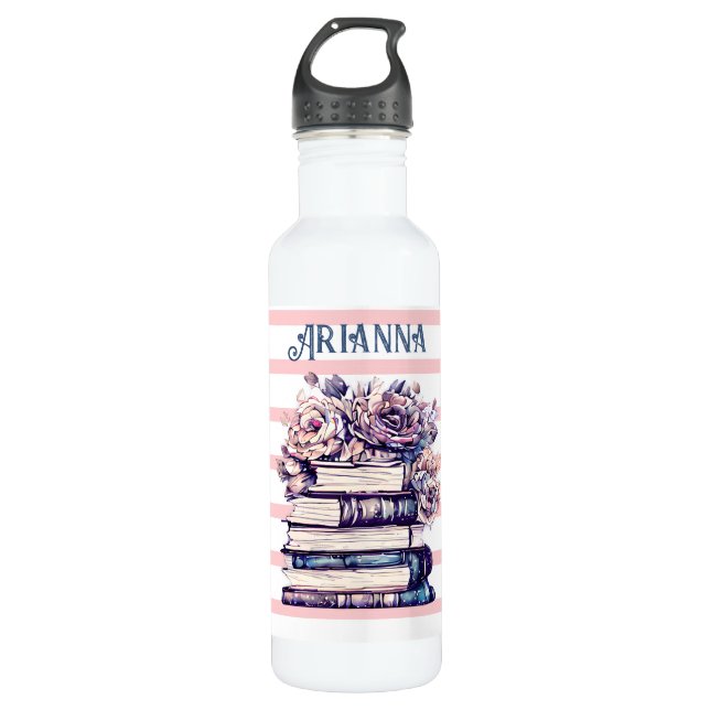 Personalised Antique Books and Roses   710 Ml Water Bottle (Front)