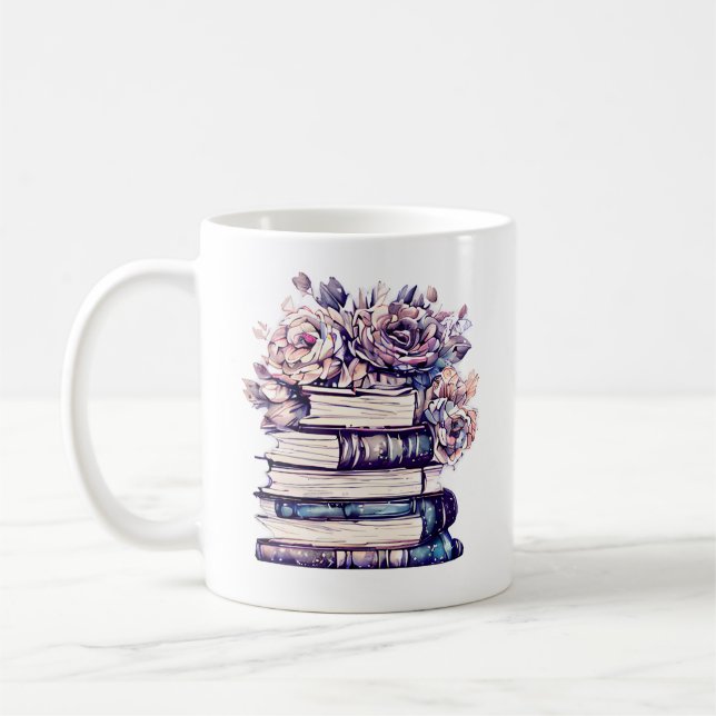 Personalised Antique Books and Roses   Coffee Mug (Left)