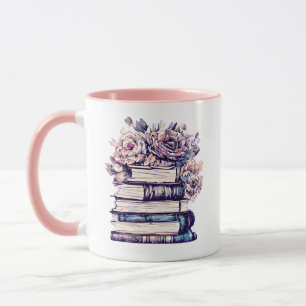 Personalised Antique Books and Roses   Mug