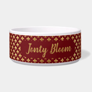 Personalised Antique Gold Burgundy Ceramic Pet Bow