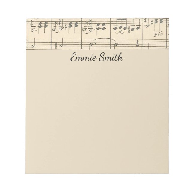 Personalised Antique Sheet Music Notepad (Front)