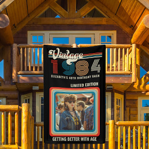 Personalised Any Age Vintage Custom Photo Birthday Banner