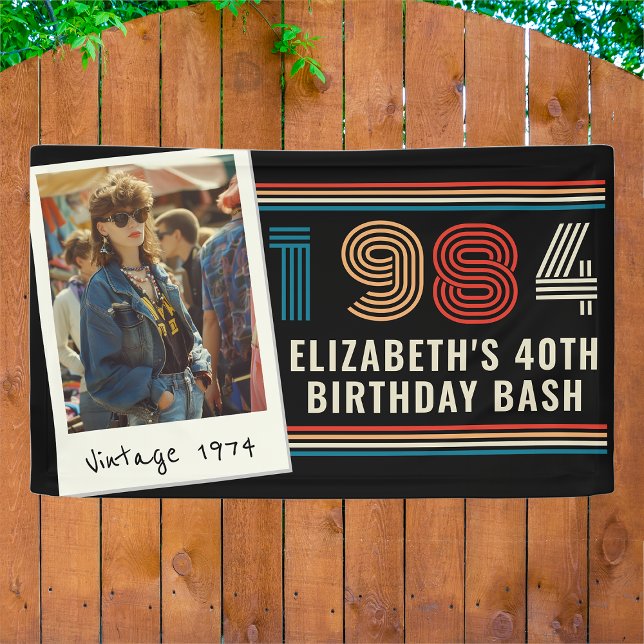 Personalised Any Age Vintage Custom Photo Birthday Banner (Creator Uploaded)