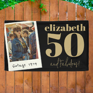 Personalised Any Age Vintage Custom Photo Birthday Banner