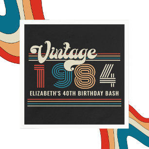 Personalised Any Age Vintage Custom Photo Birthday Napkin