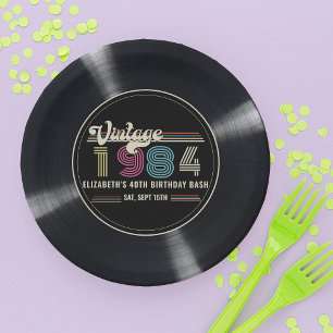 Personalised Any Age Vintage Custom Photo Birthday Paper Plate
