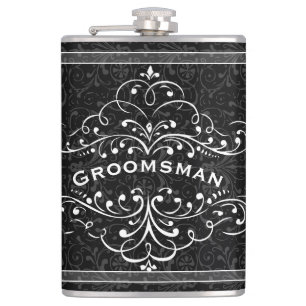 Personalised Any Colour Vintage Flourish Groomsman Hip Flask