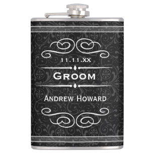 Personalised Any Colour Vintage Groom Wedding Date Hip Flask