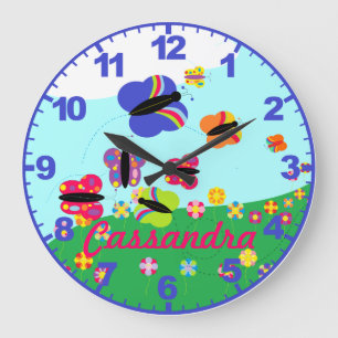Personalised ANY NAME Butterfly Clock with Numbers