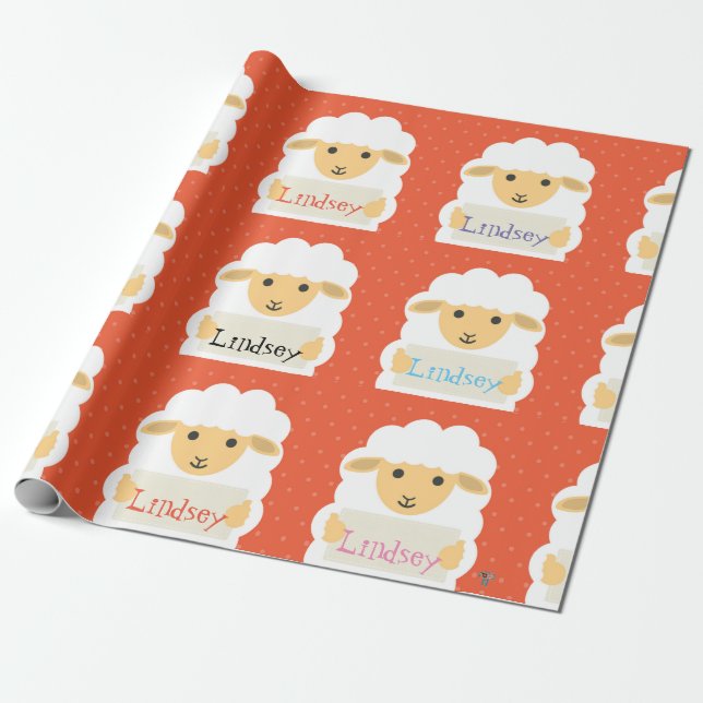 Personalised Any Name Little Lamb Wrapping Paper (Unrolled)
