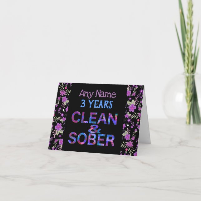 Personalised any name sober anniversary birthday card (Front)