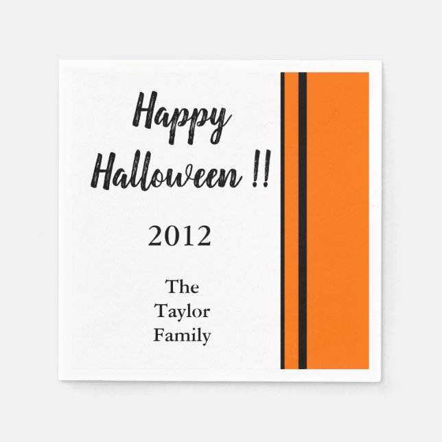Personalised Any Name Trendy Happy Halloween Party Napkin (Front)