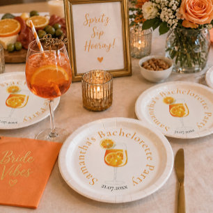 Personalised Aperol Spritz Bachelorette Party Paper Plate