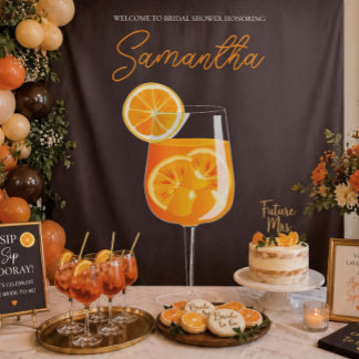 Personalised Aperol Spritz Bridal Shower Backdrop Tapestry