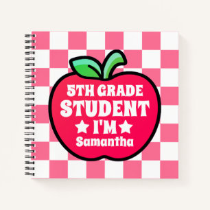 Personalised Apple Fifth Grade Student Name Notebook
