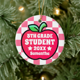Personalised Apple Fifth Grade Student Photo Ceramic Tree Decoration
