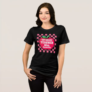 Personalised Apple First Grade Teacher Name Tri-Blend Shirt