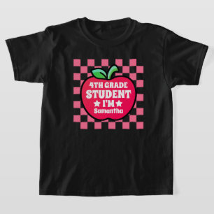 Personalised Apple Fourth Grade Student Name T-Shirt