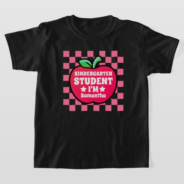 Personalised Apple kindergarten Student Name T-Shirt (Laydown)
