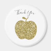 Personalised Apple Magnet for Teacher Faux Gold