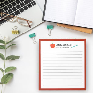 Personalised Apple Pencil Teacher Appreciation Notepad