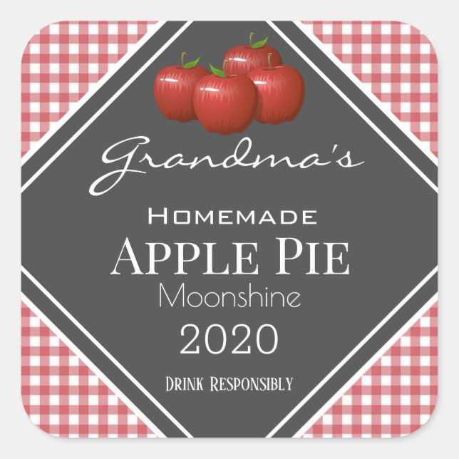 Personalised Apple Pie Moonshine Chequered Label (Front)