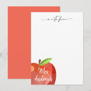 Personalised Apple Stationery Teacher Note Cards