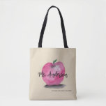 Personalised, Apple, teacher name, from student Tote Bag<br><div class="desc">A classic look. Delicate watercolour apple painting with the teacher's name from her class (or single student),  you can change the text as you need. Fully customisable.</div>