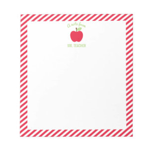 Personalised Apple Teacher Notepad, Red Notepad