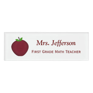 Personalised Apple Teachers Name Tag