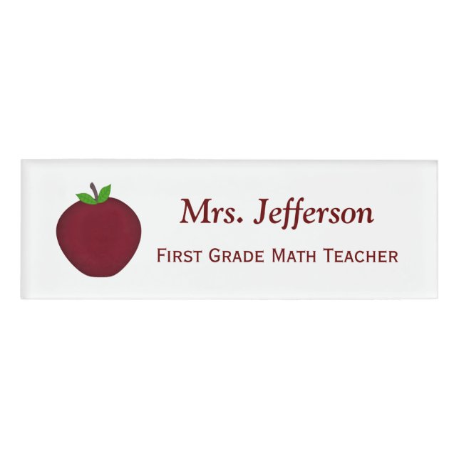 Personalised Apple Teachers Name Tag (Front)