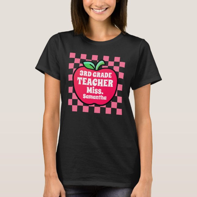 Personalised Apple Third Grade Teacher Name T-Shirt (Front)