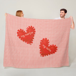 Personalised Applique Hearts Gingham Daisies Fleece Blanket
