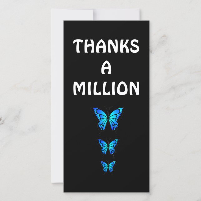 Personalised Appreciation Blue Butterfly Thank You Card (Front)