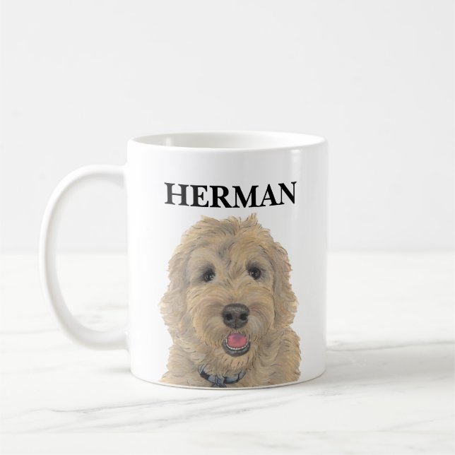 Personalised Apricot Golden Doodle Coffee Mug (Left)