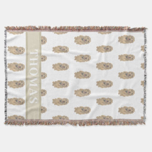 Personalised Apricot Golden Doodle Reversible Throw Blanket