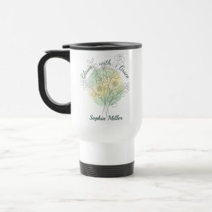 Personalised April Birth Flower Daisy Custom Name Travel Mug