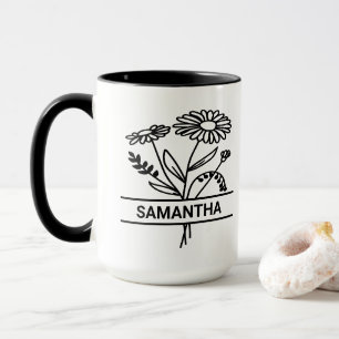 Personalised April Birth Month Flower Mum Name Mug