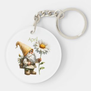 Personalised April Birth Month Garden Gnome Key Ring
