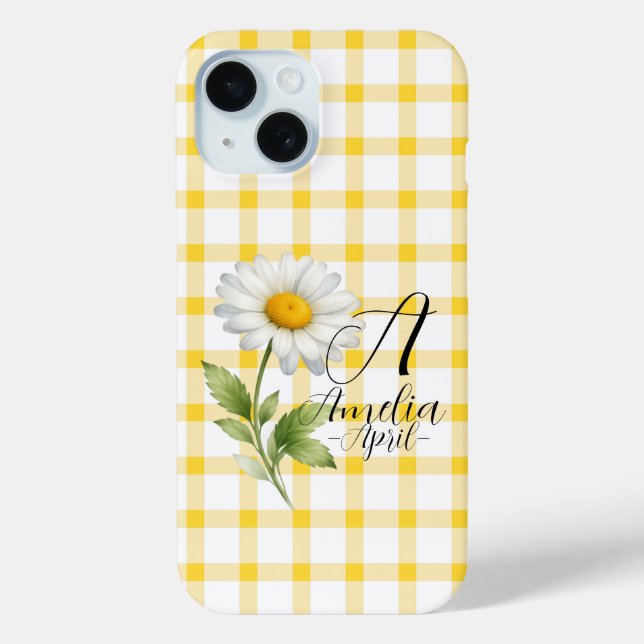 Personalised April Daisy Birth Flower Phone Case (Back)
