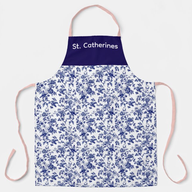 Personalised Apron blue toile design (Front)