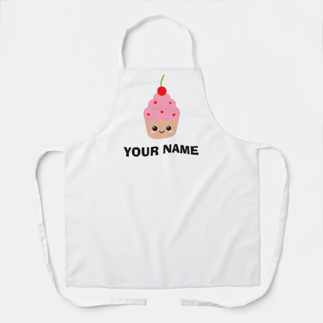Personalised Apron, Cupcake Graphic Apron, Name Apron (Front)