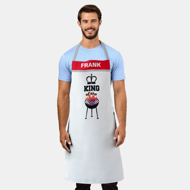 Personalised Aprons, Personalised King of Grill Apron (Worn)